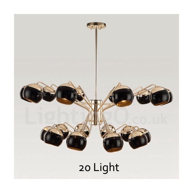 Contemporary Metal Chandelier Lamp with Glass Shade