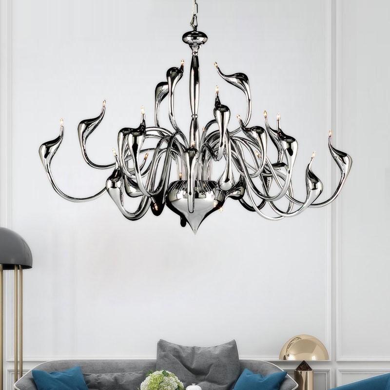 24 Lights Modern Swan Chandelier Light G4 Chrome Plating Bulb Included