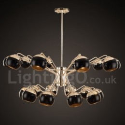 Contemporary Metal Chandelier Lamp with Glass Shade