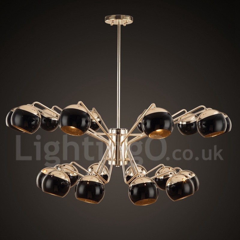Contemporary Metal Chandelier Lamp with Glass Shade