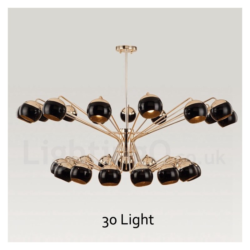 30 Light 2 Tier Modern Contemporary Metal Chandelier Lamp with Glass Shade