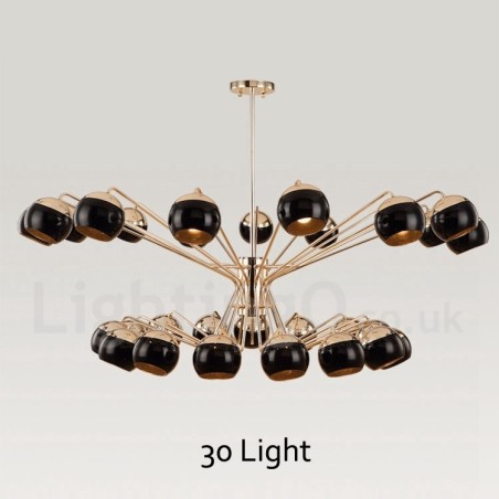 30 Light 2 Tier Modern Contemporary Metal Chandelier Lamp with Glass Shade