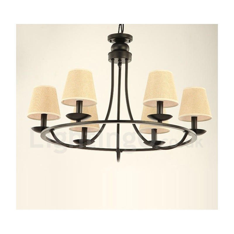 Country Retro 6 Light Single Tier Chandelier Lamp Light