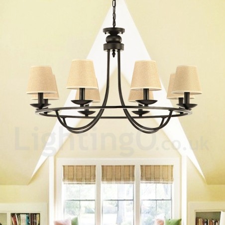 Country Retro 8 Light Single Tier Chandelier Lamp Light