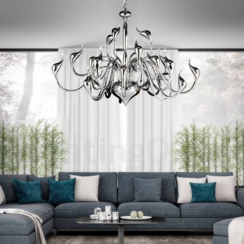 24 Lights Modern Swan Chandelier Light G4 Chrome Plating Bulb Included