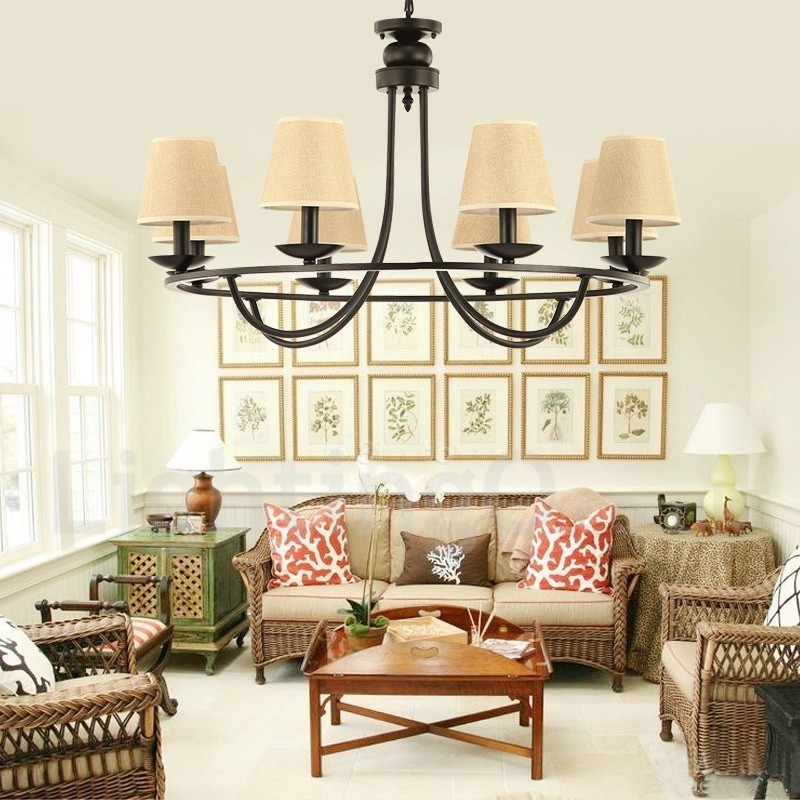 Country Retro 8 Light Single Tier Chandelier Lamp Light