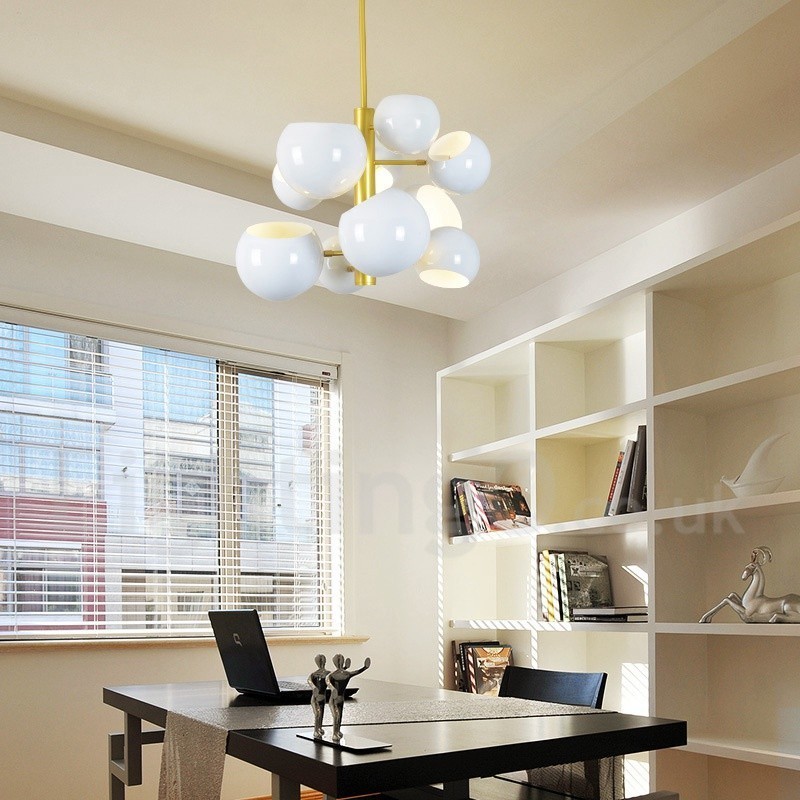 White 10 Light Modern Contemporary Chandelier Lamp Light