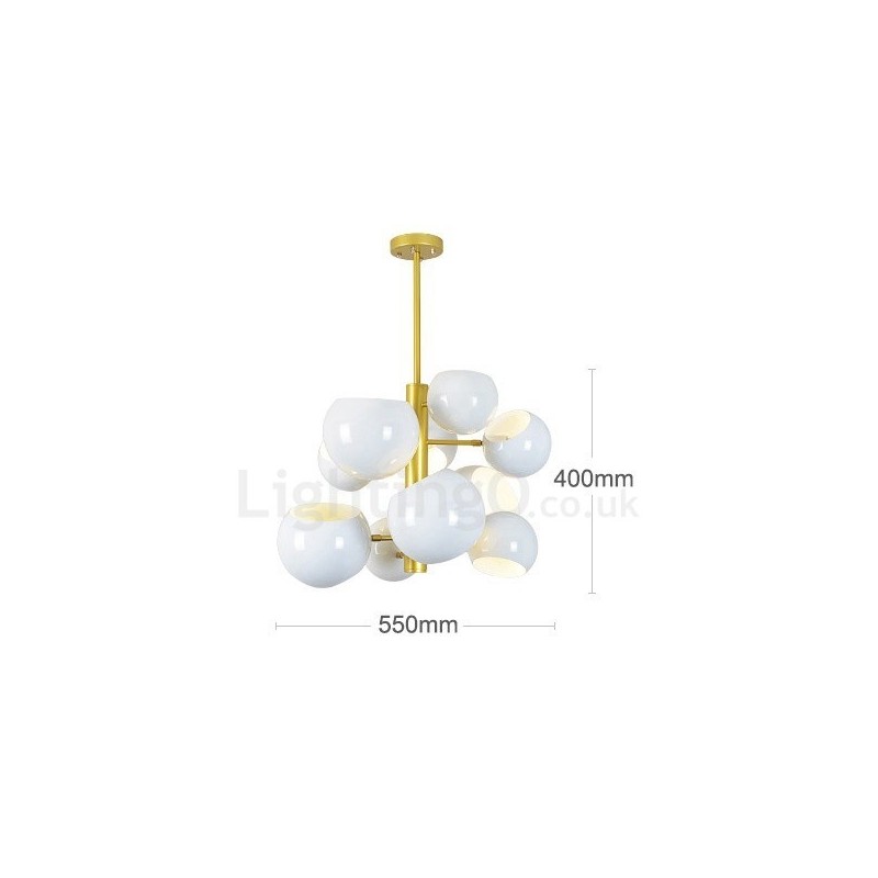 White 10 Light Modern Contemporary Chandelier Lamp Light