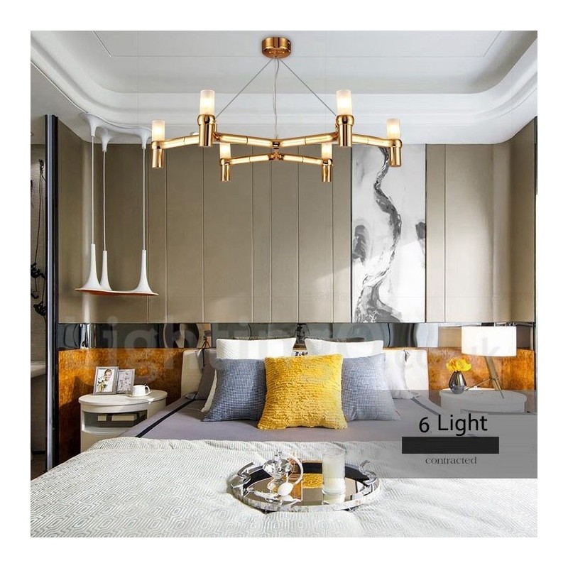 6 Light Single Tier Modern Contemporary Chandelier Lamp Light