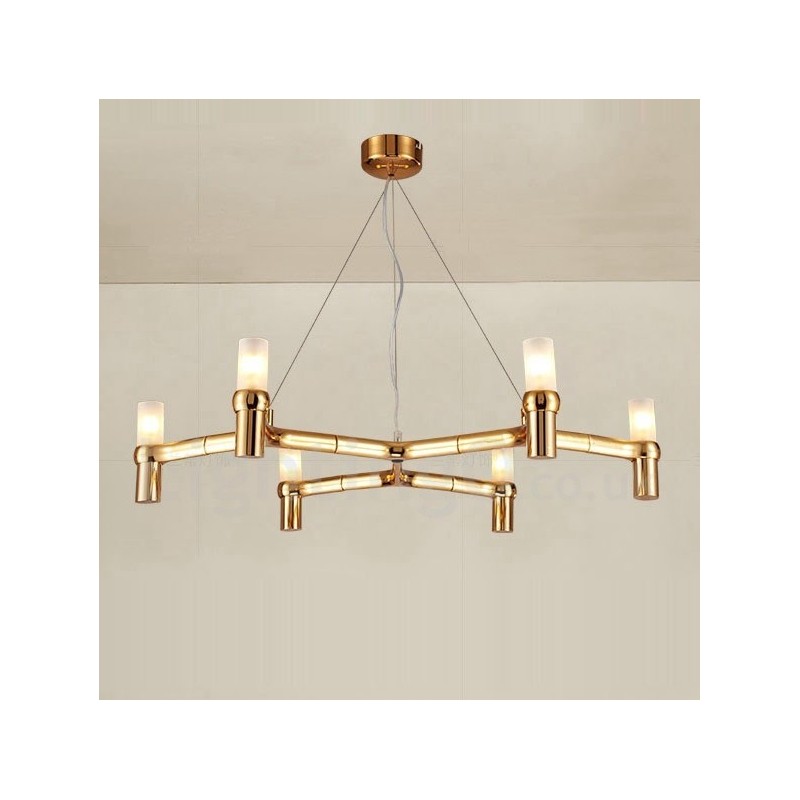 6 Light Single Tier Modern Contemporary Chandelier Lamp Light