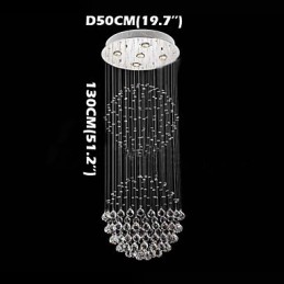 Pendant Light Modern Crystal Chandelier 5 Lights Silver Canpoy Clear Crystal Globe Ceiling Lamps Fixtures