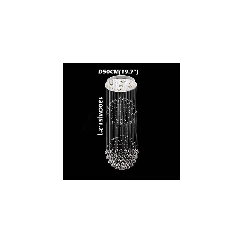 Pendant Light Modern Crystal Chandelier 5 Lights Silver Canpoy Clear Crystal Globe Ceiling Lamps Fixtures