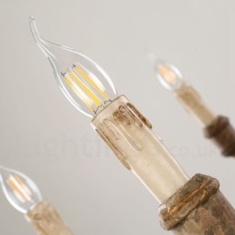 Country Vintage Wooden 6 Light Chandelier Light
