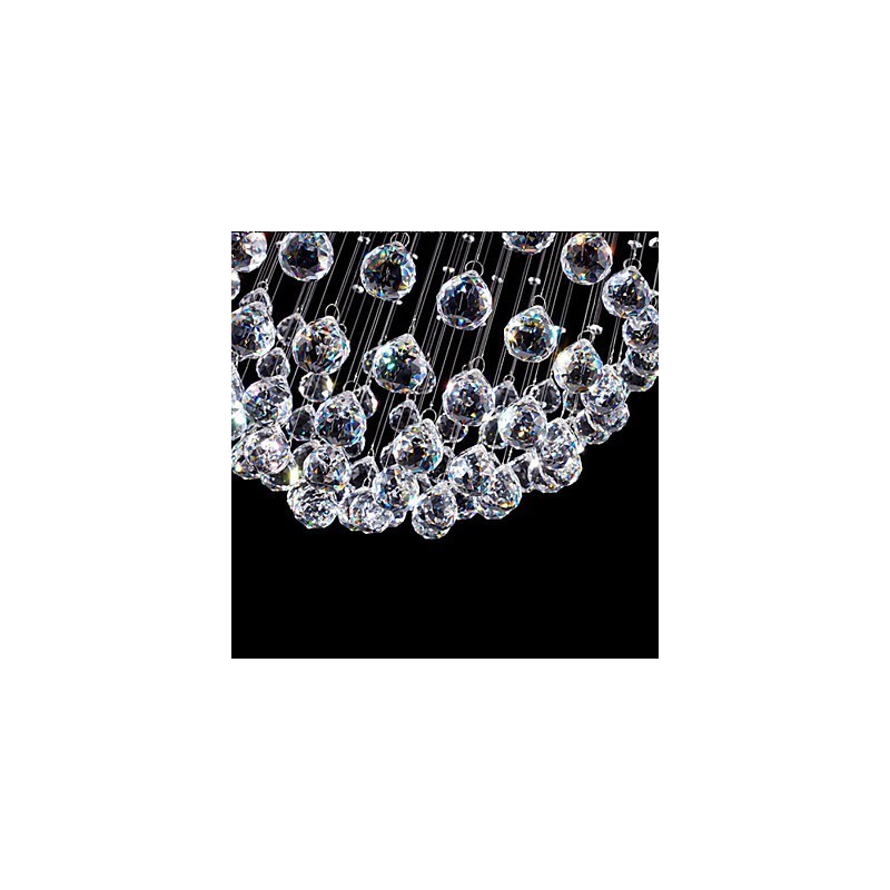 Pendant Light Modern Crystal Chandelier 5 Lights Silver Canpoy Clear Crystal Globe Ceiling Lamps Fixtures