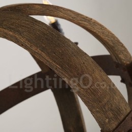 Country Vintage Wooden 6 Light Chandelier Lamp Light