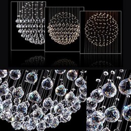Pendant Light Modern Crystal Chandelier 5 Lights Silver Canpoy Clear Crystal Globe Ceiling Lamps Fixtures