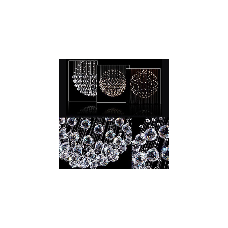 Pendant Light Modern Crystal Chandelier 5 Lights Silver Canpoy Clear Crystal Globe Ceiling Lamps Fixtures