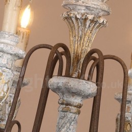 Country Vintage Wooden 6 Light Single Tier Chandelier for Light