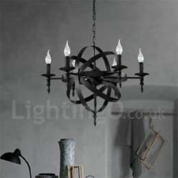Retro Vintage Metal 6 Light Single Tier Chandelier Light