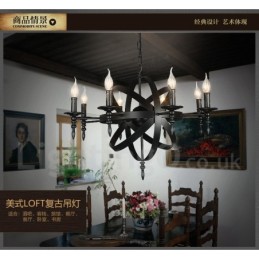 Retro Vintage Metal 6 Light Single Tier Chandelier Light