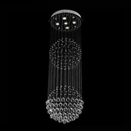 Pendant Light Modern Crystal Chandelier 5 Lights Silver Canpoy Clear Crystal Globe Ceiling Lamps Fixtures