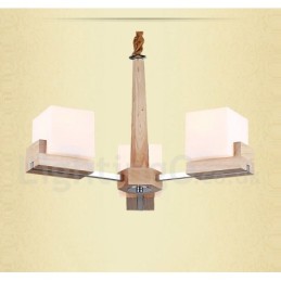 Wooden Modern Contemporary 3 Light Single Tier Chandelier Lamp