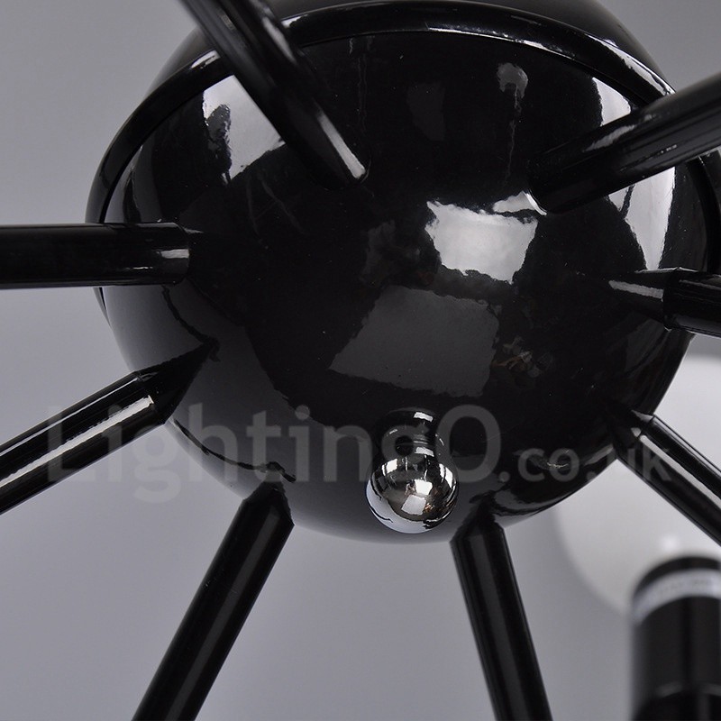 Black Retro Vintage Metal 8 Light Single Tier Chandelier Light