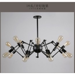 Black Retro Vintage Metal 8 Light Single Tier Chandelier Light