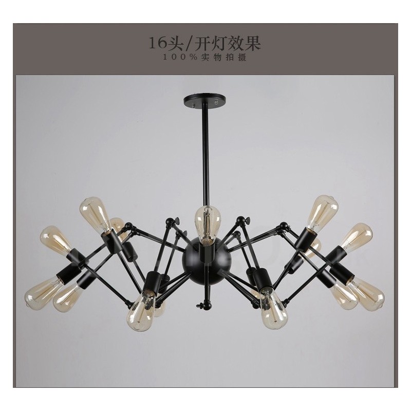 Black Retro Vintage Metal 8 Light Single Tier Chandelier Light