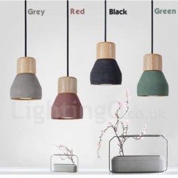 Single Light Modern Contemporary Multi Colors Wood Concrte Pendant Light