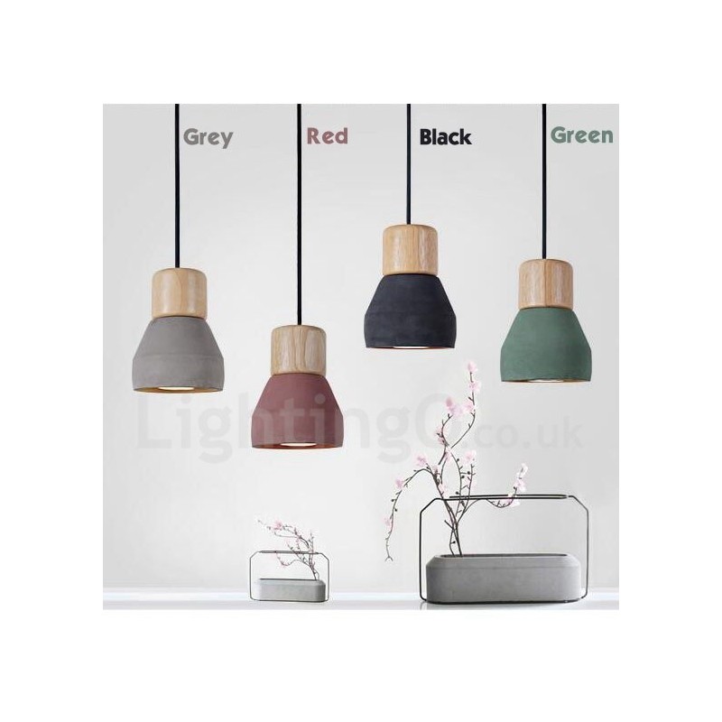 Single Light Modern Contemporary Multi Colors Wood Concrte Pendant Light
