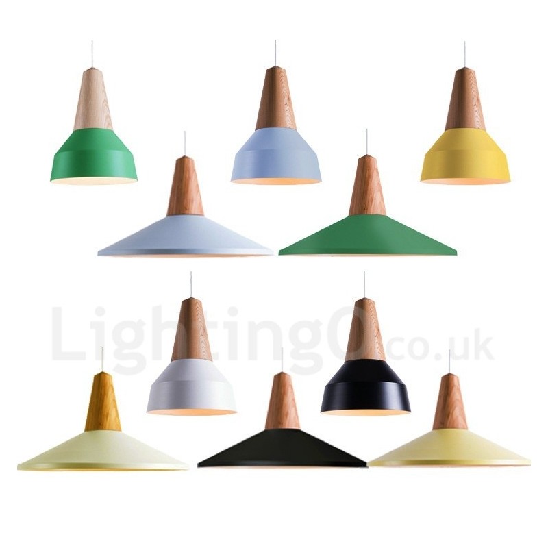 1 Light Modern Contemporary Wood Pendant Light