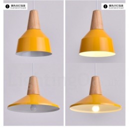 1 Light Modern Contemporary Wood Pendant Light