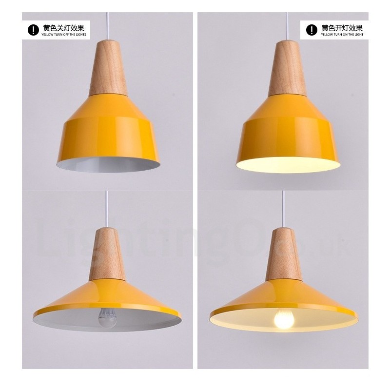 1 Light Modern Contemporary Wood Pendant Light
