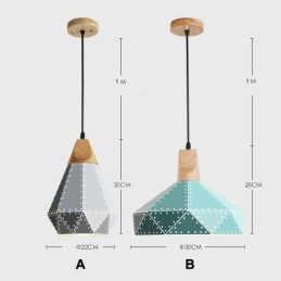 Wood 1 Light Modern Contemporary Metal Pendant Light