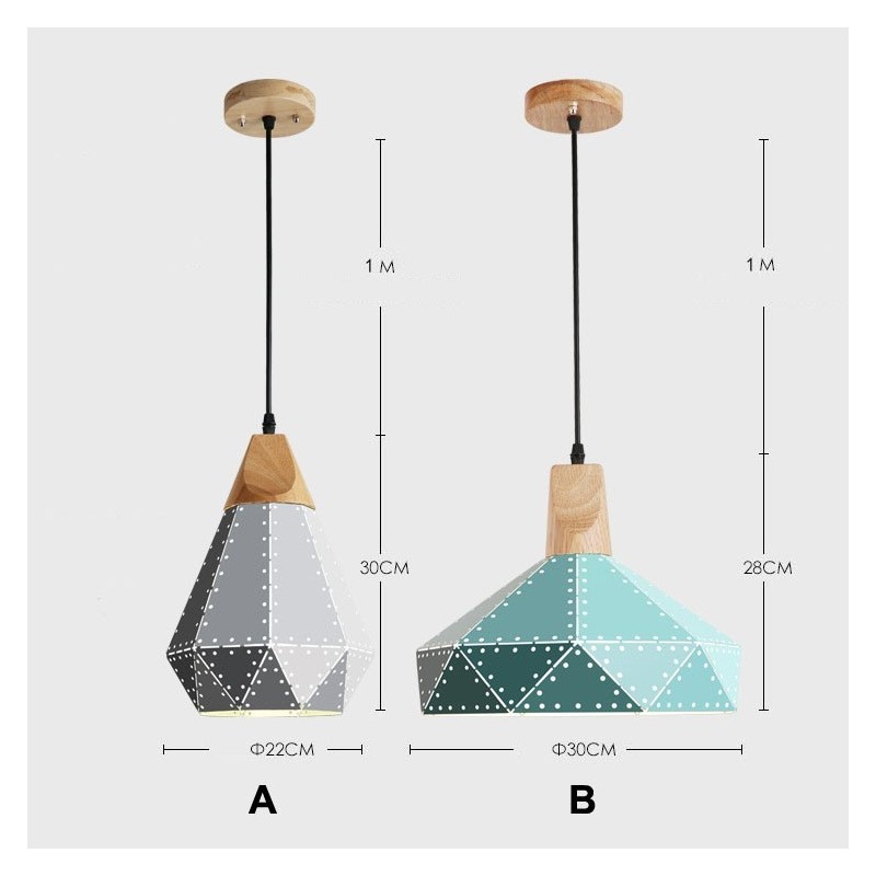 Wood 1 Light Modern Contemporary Metal Pendant Light