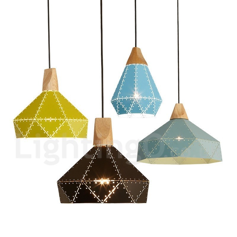 Wood 1 Light Modern Contemporary Metal Pendant Light