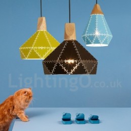 Wood 1 Light Modern Contemporary Metal Pendant Light