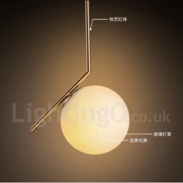 1 Light Modern Contemporary Pendant Light with Glass Shade