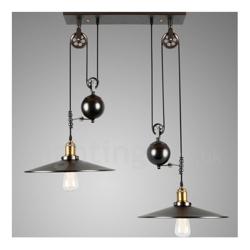 2 Light Country Vintage Metal Pendant Light