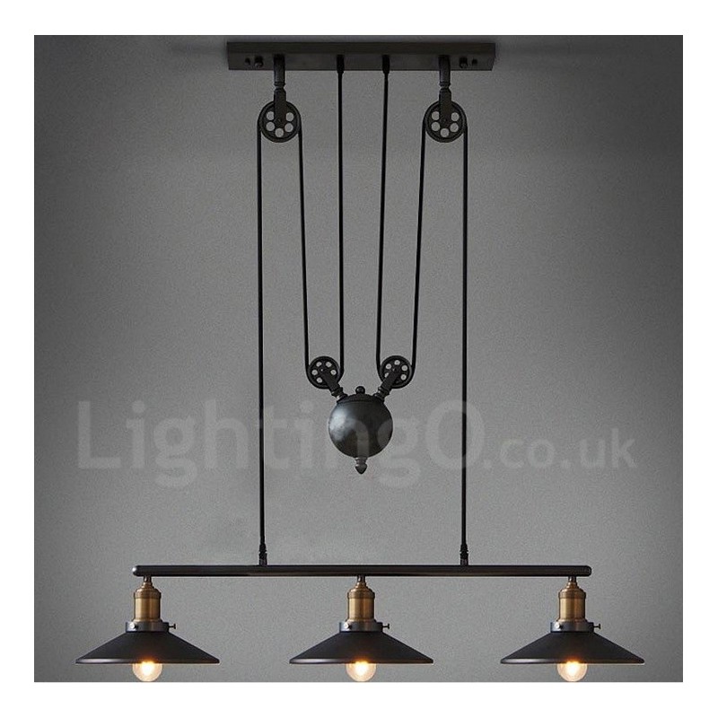 3 Light Country Vintage Metal Pendant Light