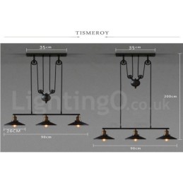 3 Light Country Vintage Metal Pendant Light