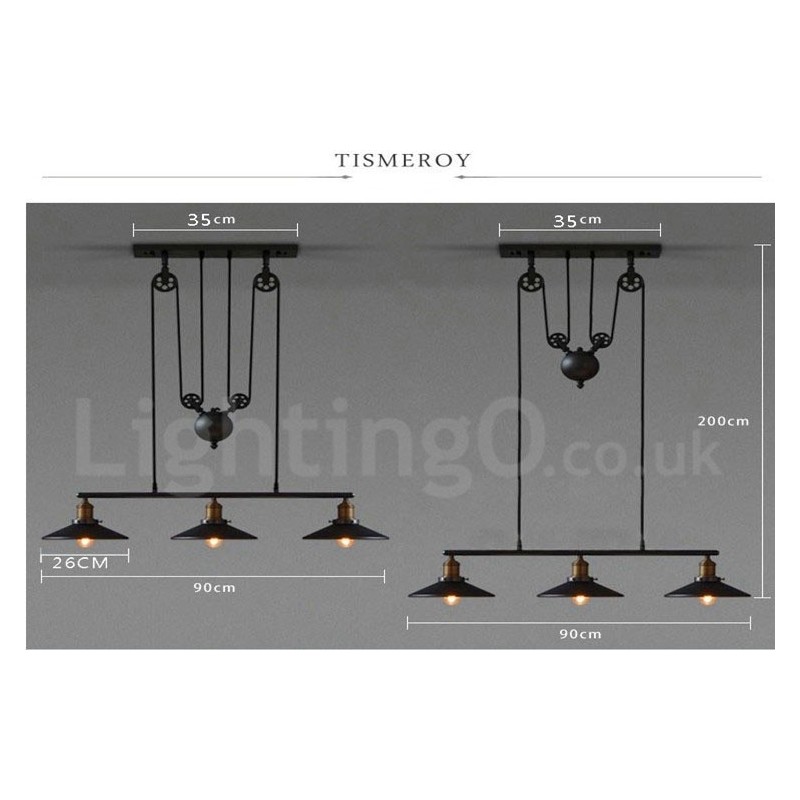 3 Light Country Vintage Metal Pendant Light