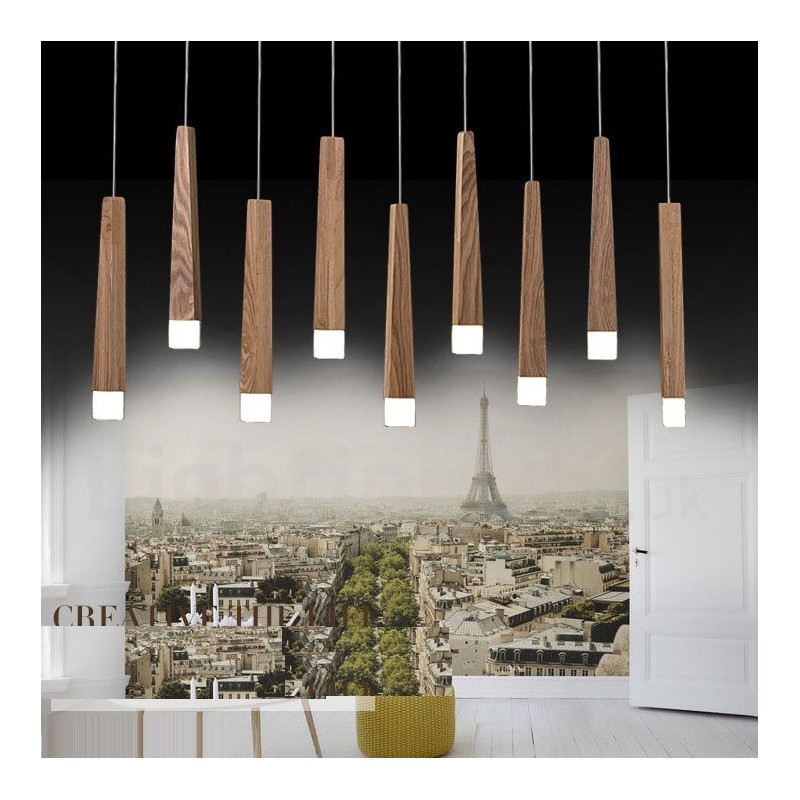 1 Light Modern Contemporary Wood Pendant Light