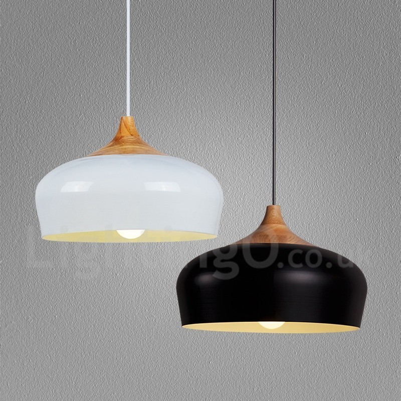 1 Light Modern Contemporary Wood Pendant Light