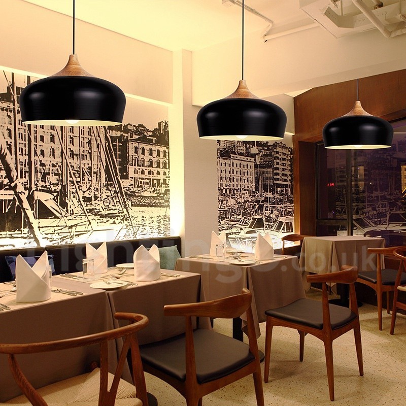 1 Light Modern Contemporary Wood Pendant Light