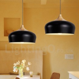 1 Light Modern Contemporary Wood Pendant Light