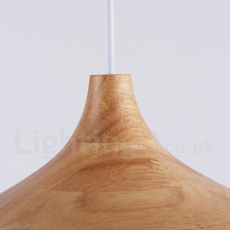 1 Light Modern Contemporary Wood Pendant Light