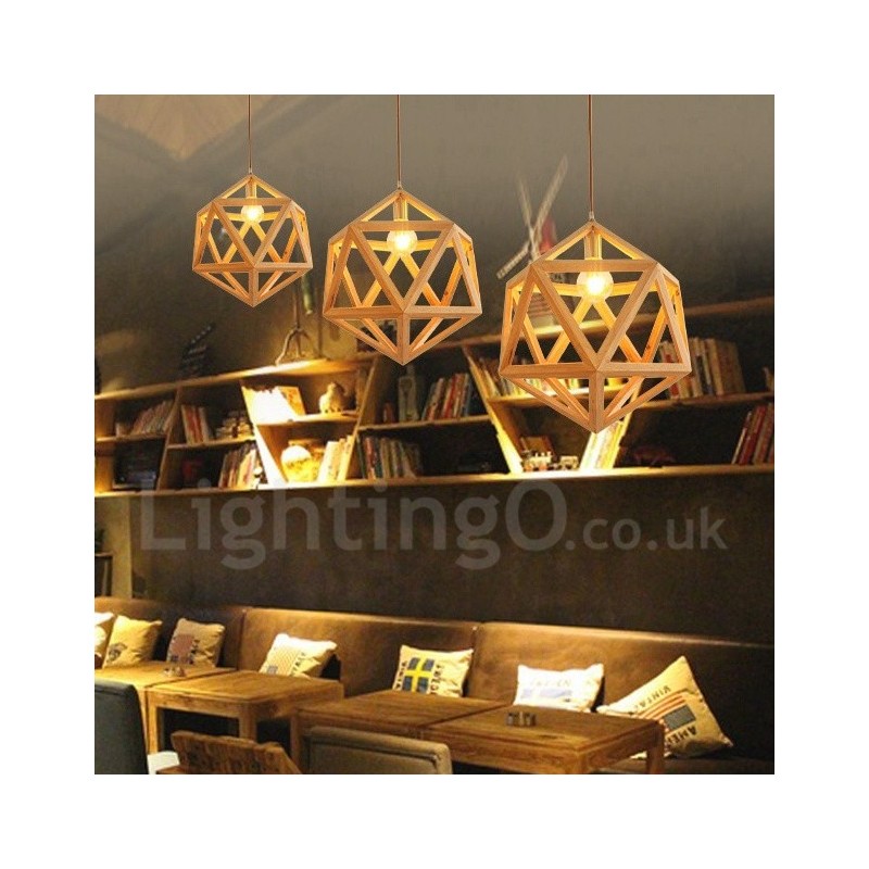 1 Light Modern Contemporary Wooden Pendant Light