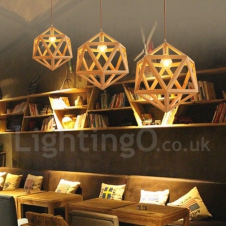 1 Light Modern Contemporary Wooden Pendant Light